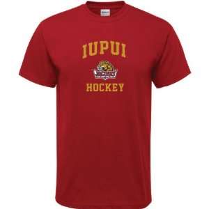  IUPUI Jaguars Cardinal Red Hockey Arch T Shirt: Sports 