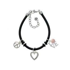 Silver Love with Pink Volleyball or Water Polo Ball   Black Peace Love 