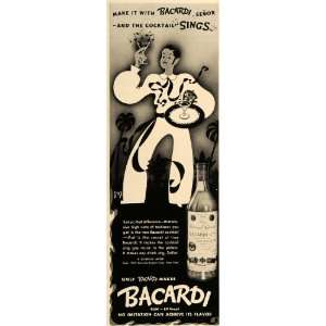1937 Ad Bacardi Rum Alcohol Cocktail Schenley Liquor   Original Print 