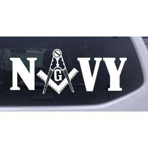 White 56in X 21.7in    Masonic Freemason Navy Military Car Window Wall 