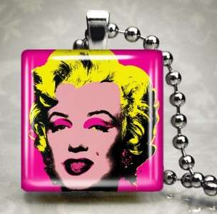 Andy Warhol Marilyn Manroe Pop Art Glass Necklace 1  