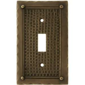  Bungalow Style Single Toggle Switch Plate In Antique Brass 