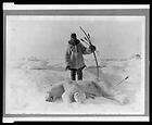 Eskimo hunter,polar bear slain,bow,arrow,Fur parka,snow