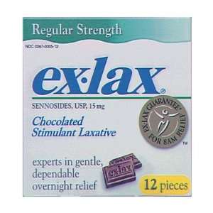  ex lax Chocolated Stimulant Laxative, 12 ct Health 