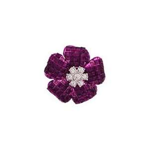  Purple Swarovski Crystal and Cubic Zirconia Flower Brooch 