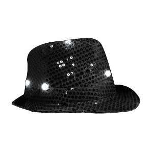  Black LED Flashing Fedora Hat with Sequins Everything 