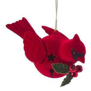  Holly Berry Cardinal Jingle Bell Christmas Ornament 