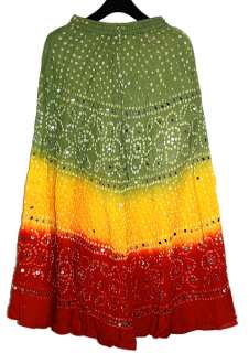 Wholesale Lot 5 Boho Cotton Bandhej Long Skirt Indian Womens Gypsy 