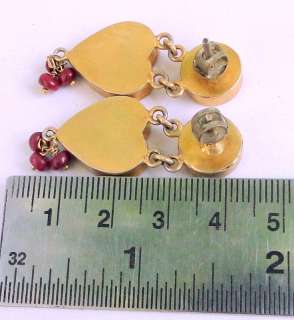 VINTAGE GOLD SILVER THEVA WORK EARRING PAIR peacock JE  