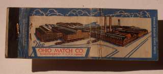 1940s Matchbook Ohio Match Co. Factory Wadsworth OH MB  