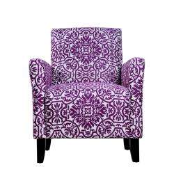 angeloHOME Sutton Modern Damask Provence Purple Arm Chair