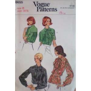  VINTAGE Vogue Pattern 8655    Blouse with Tie    Size 8 