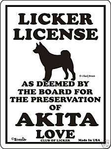 Akita Licker License Dog Sign   Many Pet Breeds Avail  