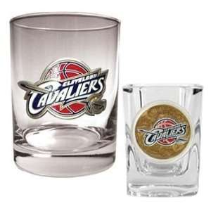  Cleveland Cavaliers Shot Glass Set   14 oz Rocks & 2 oz 