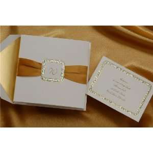   Die Cut with Gold Ribbon Wedding Invitations