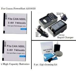  Canon Powershot A3000 is Digi Tech Rapid Charger + 2 Nb8l 