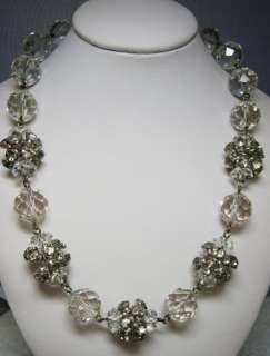 Large Vintage Rock Crystal Rhinestone Choker Necklace  