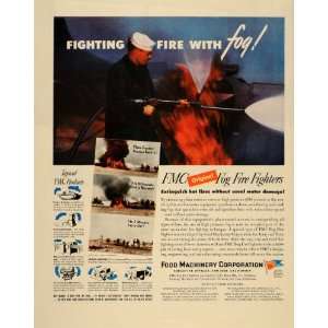  1945 Ad FMC Fog Fire Extinguisher Firefighting Fireman 