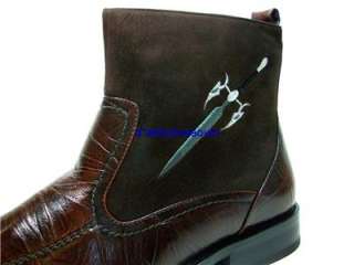 Mens Brown Italian Style D ALDO Ankle High Boots Shoes  