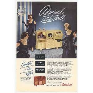  Admiral Triple Thrill Console TV Radio Phono Print Ad