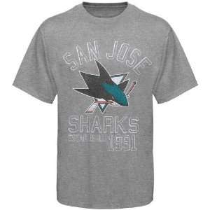 47 Brand San Jose Sharks Ash Baseline Distressed T shirt (Large 