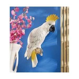 White Sulphur crested Cockatoo Parrot Wall Sculpture Statue Figurine 