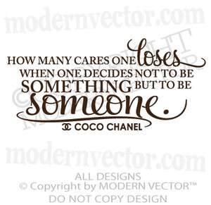 Coco Chanel Quote Vinyl Wall Decal Lettering TO BE SOMEONE bedroom 