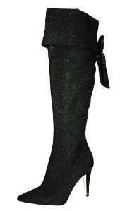 VIA SPIGA MADDY WOMENS BLACK LACE FOLDABLE OVER THE KNEE DRESS BOOTS 