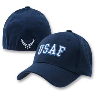 USAF Air Force Wings Text FLEX FIT flexfit Hat S/M  