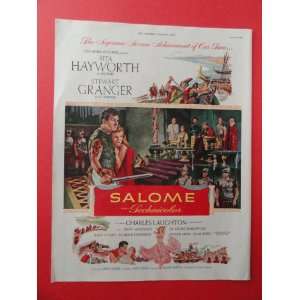 Salome,1953 movie print advertisement (Rita Hayworth/steward Granger 