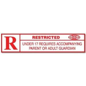  R Rated Restricted Movie bumper sticker 8 x 2 