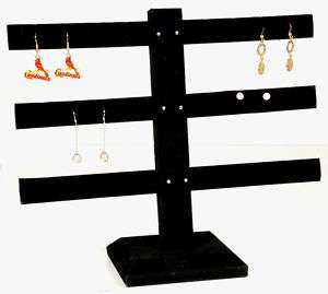 Black Velvet 3 Tier Earring Display Jewelry Stand  