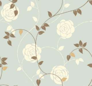 Wallpaper Designer Modern Floral Vine Light Blue, Brown  