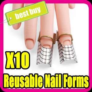   reusable forms uv gel acrylic nail art tips nail form 001S Beauty