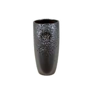  UTC 70820 Large Bronze Ceramic Vase with Embedded Flower 