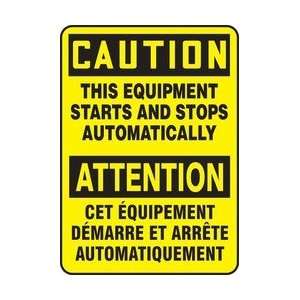 CAUTION THIS MACHINE STARTS AND STOPS AUTOMATICALLY (BILINGUAL FRENCH 