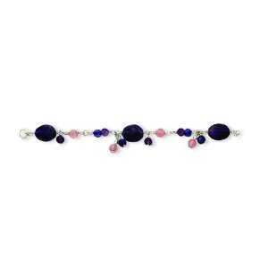    Sterling Silver Amethyst & Blue/Cherry Quartz Bracelet: Jewelry