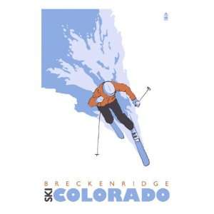 Breckenridge, Colorado, Stylized Skier Premium Poster Print, 24x32