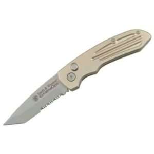   Serrated Silver Tanto Extreme Ops Button Lock Knife