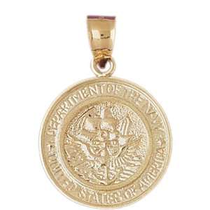  14kt Yellow Gold United States Navy Pendant: Jewelry