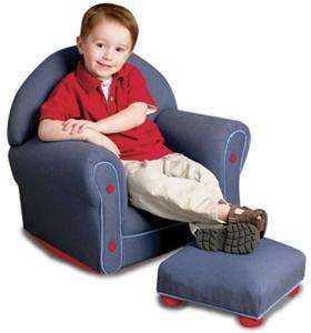 KIDKRAFT Denim Upholstered Rocker Chair & Ottoman boys  