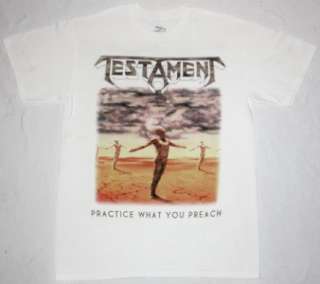   PRACTICE WHAT YOU PREACH89 THRASH MEGADETH ANTHRAX NEW WHITE T SHIRT