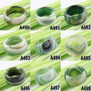 Unique Nature Green Jade Gemstone Agate Finger Rings Fashion Jewelry 