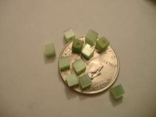Beads~Cats Eye Lime Green  4mm Cube X 90 Beads (NEW)  