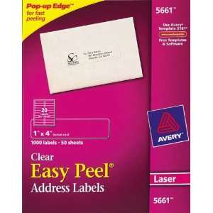  Avery® 5661   20 UP CLEAR Address Labels   Pack of 1000 