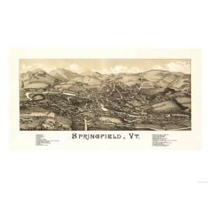  Springfield, Vermont   Panoramic Map Premium Poster Print 
