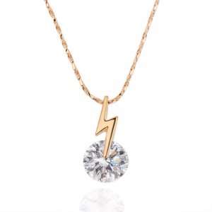 Champagne Gold Inlaid Crystal Sphere Shaped 18k Gold Plated Necklace 