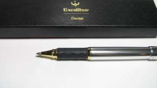 Pentel Excalibur Rollerball Pen   Silver with 24K Gold Accents   NEW 