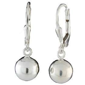  Sterling Silver 8mm Round High Polish Leverback Ball 