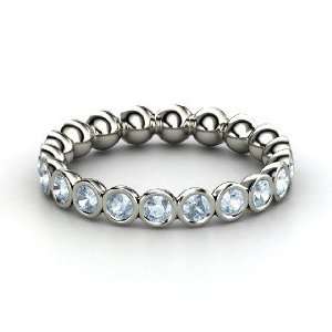  Pod Eternity Band, Sterling Silver Ring with Aquamarine 
